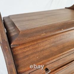 Vintage Sewing Cabinet Stand Side Table Cherry Wood Drawers Lift Up Top Storage