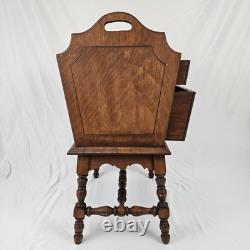 Vintage Sewing Cabinet Stand Side Table Cherry Wood Drawers Lift Up Top Storage