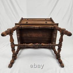 Vintage Sewing Cabinet Stand Side Table Cherry Wood Drawers Lift Up Top Storage