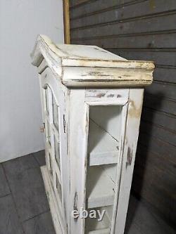 Vintage Shabby Chic Rustic Farmhouse White Wall Curio Medicine Cabinet Cupboard