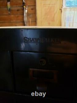 Vintage Shaw Walker 14 Drawer Library Card Catalog Index Metal File Cabinet