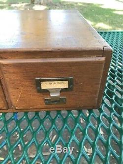 Vintage Shaw Walker Library Card Catalog Index 2 Drawer Oak File Cabinet