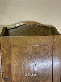 Vintage Solid Oak Wood Medicine Cabinet Metal Adjustable Shelves