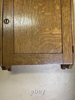 Vintage Solid Oak Wood Medicine Cabinet Metal Adjustable Shelves