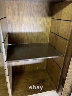 Vintage Solid Oak Wood Medicine Cabinet Metal Adjustable Shelves