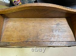 Vintage Solid Oak Wood Medicine Cabinet Metal Adjustable Shelves