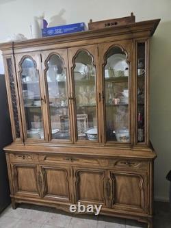 Vintage Solid Wood China Cabinet Hutch 70 French Provincial Display Cabinet