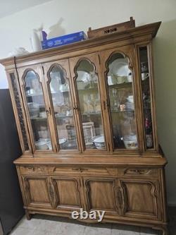 Vintage Solid Wood China Cabinet Hutch 70 French Provincial Display Cabinet