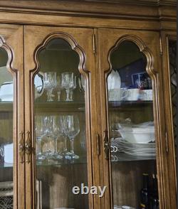 Vintage Solid Wood China Cabinet Hutch 70 French Provincial Display Cabinet