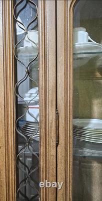 Vintage Solid Wood China Cabinet Hutch 70 French Provincial Display Cabinet