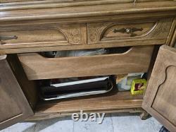 Vintage Solid Wood China Cabinet Hutch 70 French Provincial Display Cabinet