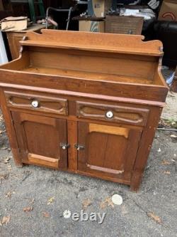 Vintage Solid Wood Dry Sink Early American Farmhouse Style