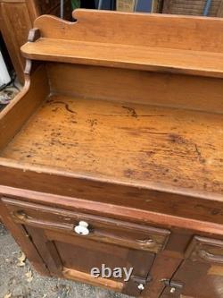 Vintage Solid Wood Dry Sink Early American Farmhouse Style