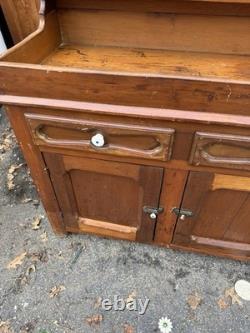 Vintage Solid Wood Dry Sink Early American Farmhouse Style