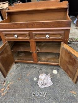 Vintage Solid Wood Dry Sink Early American Farmhouse Style