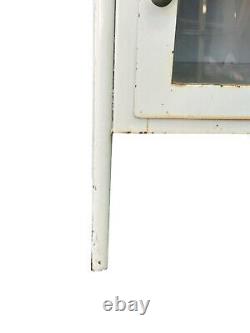 Vintage Steel & Glass Door Freestanding Medical Cabinet Dentist Storage Display
