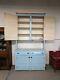 Vintage Step-back Kitchen Cabinet-solid Wood Beautiful Blue Color