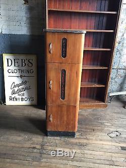 Vintage Sterilizer Barber Shop Beauty Parlor Tattoo Apothecary Wood Cabinet