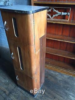 Vintage Sterilizer Barber Shop Beauty Parlor Tattoo Apothecary Wood Cabinet