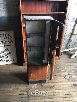 Vintage Sterilizer Barber Shop Beauty Parlor Tattoo Apothecary Wood Cabinet