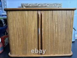 Vintage Teak Midcentury Modern wall mount cabinet and danish tambour doors