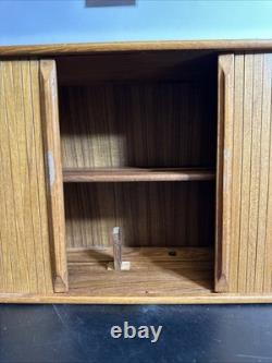 Vintage Teak Midcentury Modern wall mount cabinet and danish tambour doors