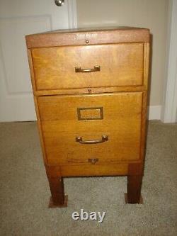 Vintage Tiger Oak 2 Drawer Shaw Walker File Cabinet All Original Hardware VGC