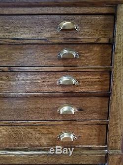 Vintage Tiger Oak Original Restored Flat File / Architect / Map Cabinet withCastor