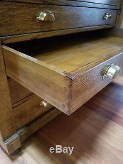 Vintage Tiger Oak Original Restored Flat File / Architect / Map Cabinet withCastor