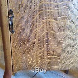 Vintage Tiger Oak Record Sheet Music Cabinet Door Latch Drawer & 4 Shelve's