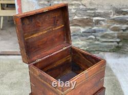 Vintage Traditional Walnut Occasional Table Cabinet Chest with Brass Strapping