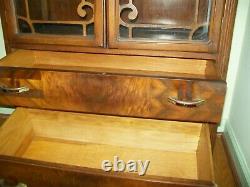 Vintage Trogdon Art Deco China Cabinet Hutch Cupboard Wood Bakelite Handles