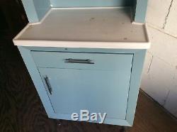 Vintage United Metal Fab Co Blue Medical 65 Cabinet 1 Drawer / 2 Doors Good