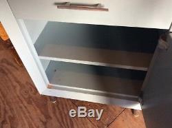 Vintage United Metal Fab Co Blue Medical 65 Cabinet 1 Drawer / 2 Doors Good
