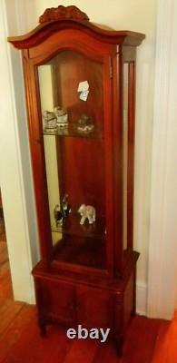 Vintage Victorian Curio Cabinet with Glass Door and Lighting