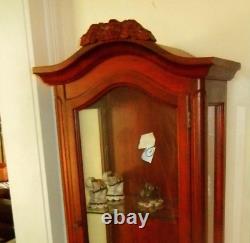 Vintage Victorian Curio Cabinet with Glass Door and Lighting