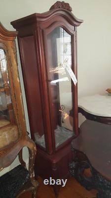 Vintage Victorian Curio Cabinet with Glass Door and Lighting