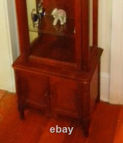 Vintage Victorian Curio Cabinet with Glass Door and Lighting