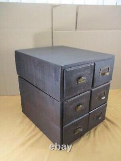 Vintage WEIS Arts & Crafts 6 Drawer Wood Index Card File Cabinet Stacking