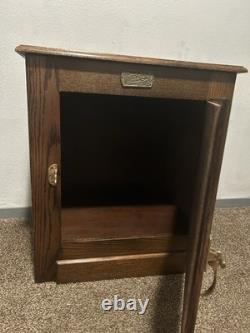 Vintage WHITE CLAD Simmons Oak Wood Ice Box Nightstand Cabinet Chest End Table