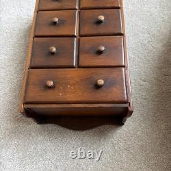 Vintage Wall Hanging Sunburst 7 Drawer Spice Cabinet Wood Knobs Primitive