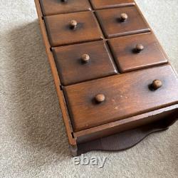 Vintage Wall Hanging Sunburst 7 Drawer Spice Cabinet Wood Knobs Primitive