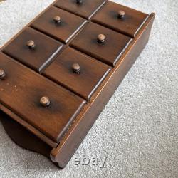 Vintage Wall Hanging Sunburst 7 Drawer Spice Cabinet Wood Knobs Primitive
