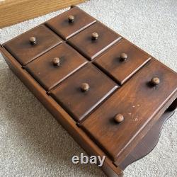 Vintage Wall Hanging Sunburst 7 Drawer Spice Cabinet Wood Knobs Primitive