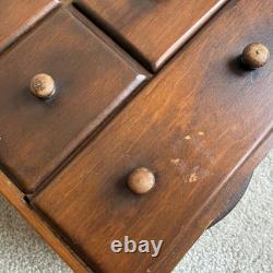 Vintage Wall Hanging Sunburst 7 Drawer Spice Cabinet Wood Knobs Primitive