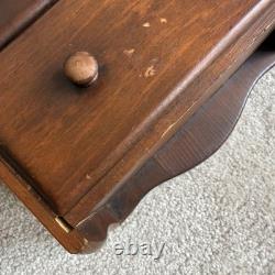 Vintage Wall Hanging Sunburst 7 Drawer Spice Cabinet Wood Knobs Primitive
