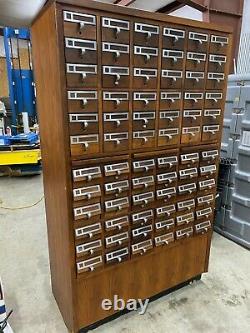 Vintage Walnut Library Card Catalog Cabinet