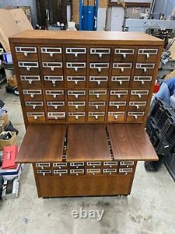 Vintage Walnut Library Card Catalog Cabinet