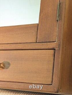 Vintage Walnut Wood Apothecary Medicine Cabinet Mirror Drawer Primitive Antique