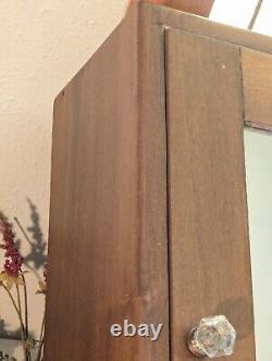 Vintage Walnut Wood Apothecary Medicine Cabinet Mirror Drawer Primitive Antique